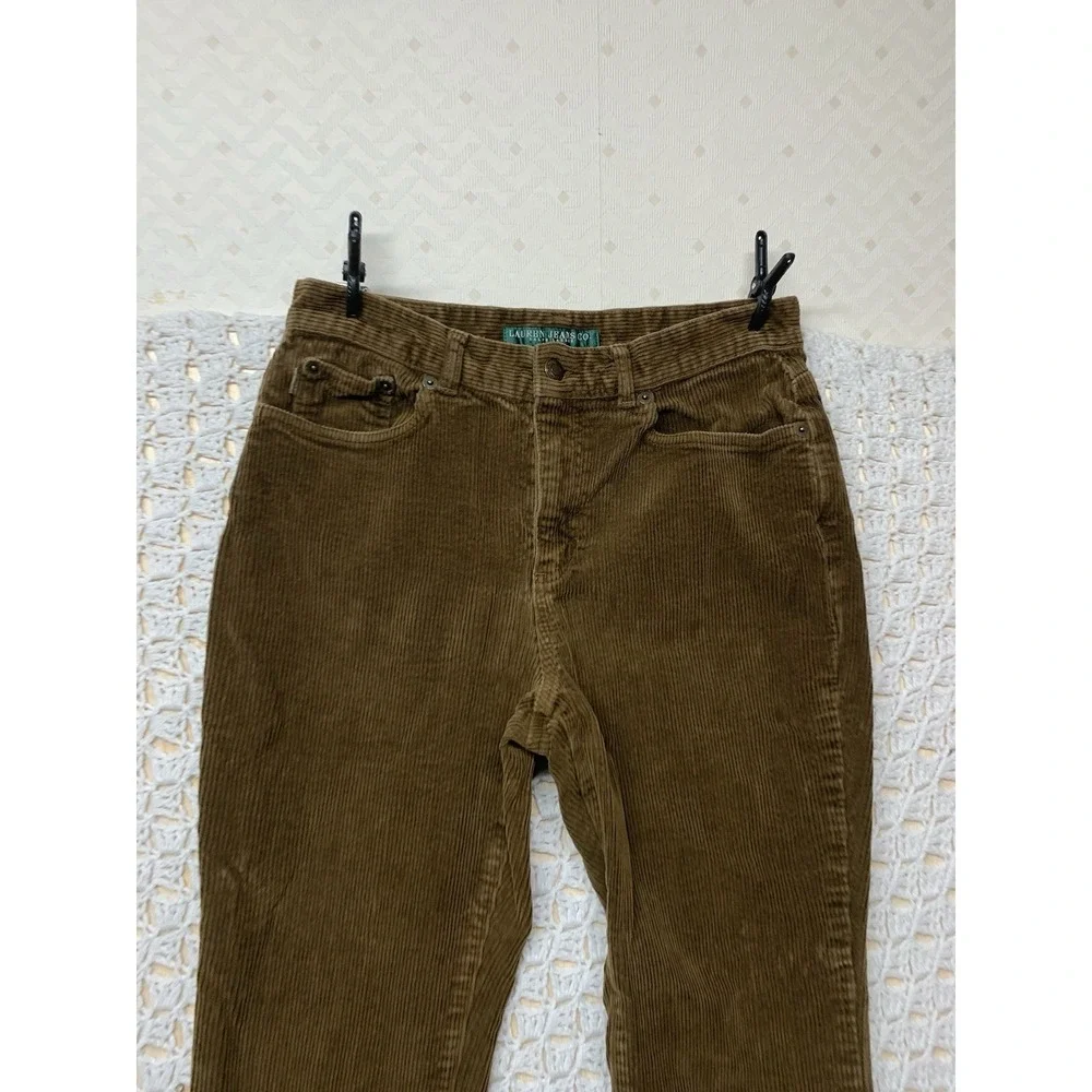 Ralph Lauren Corduroy Pants Women 8‎ Petite Brown Straight Lauren Jean Co. - Picture 2 of 10